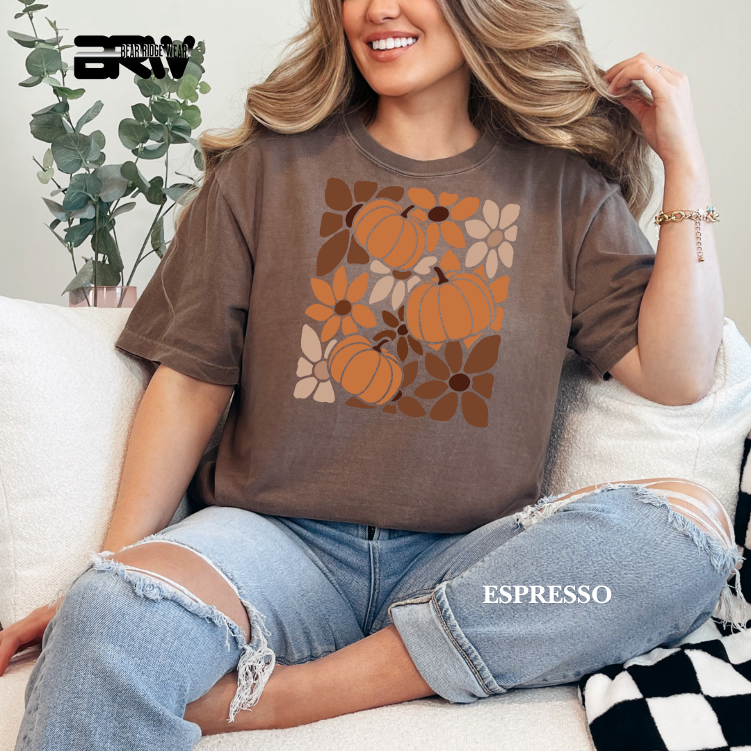 'Boho Floral Pumpkin' Fall Tee