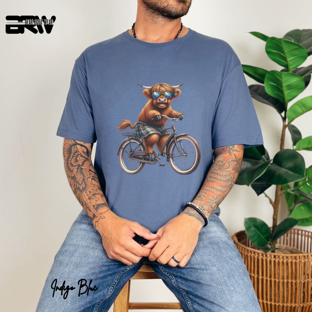 'Highland Cow- Bicycle' Summer T- Shirt