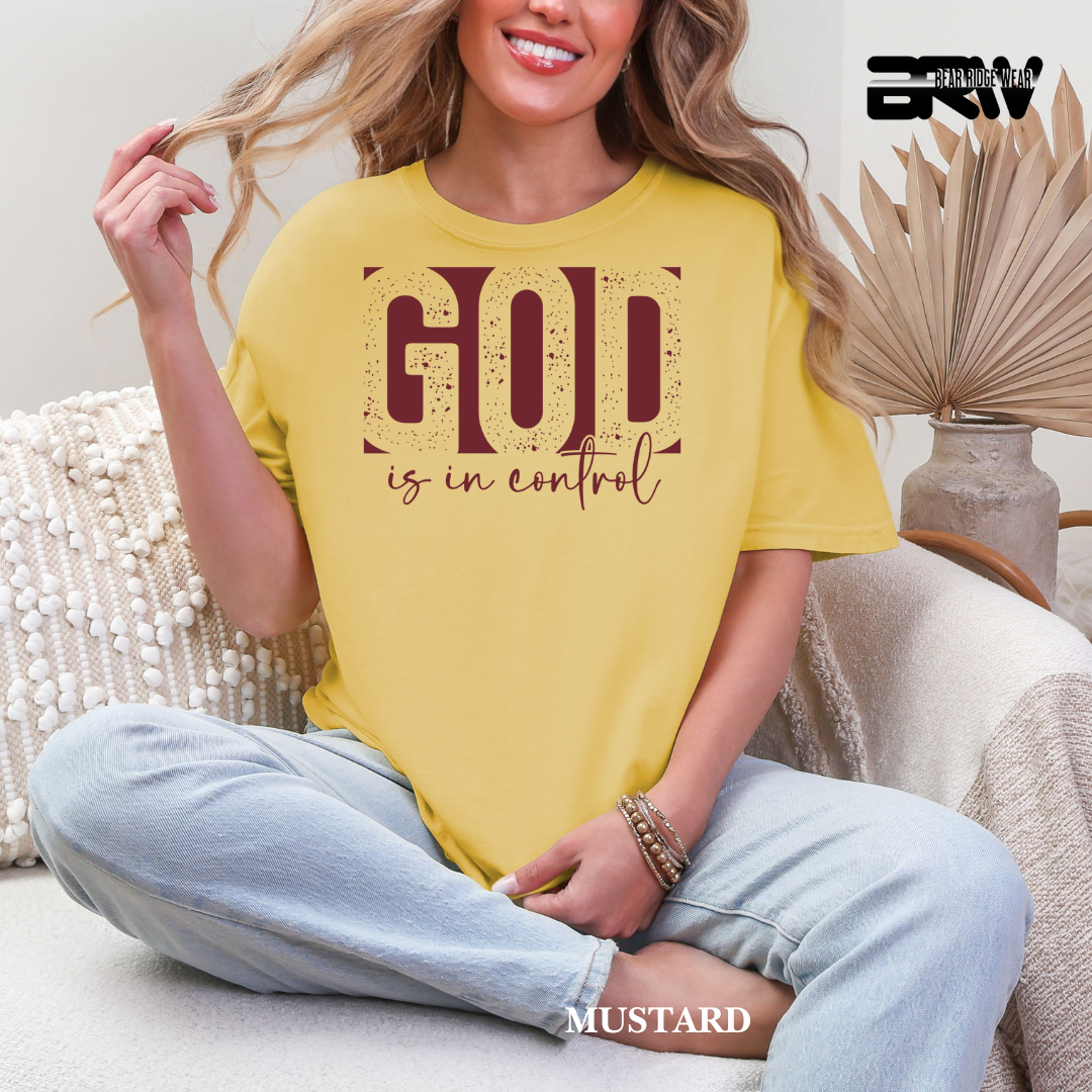 'God Is In Control-Red' Faith Tee