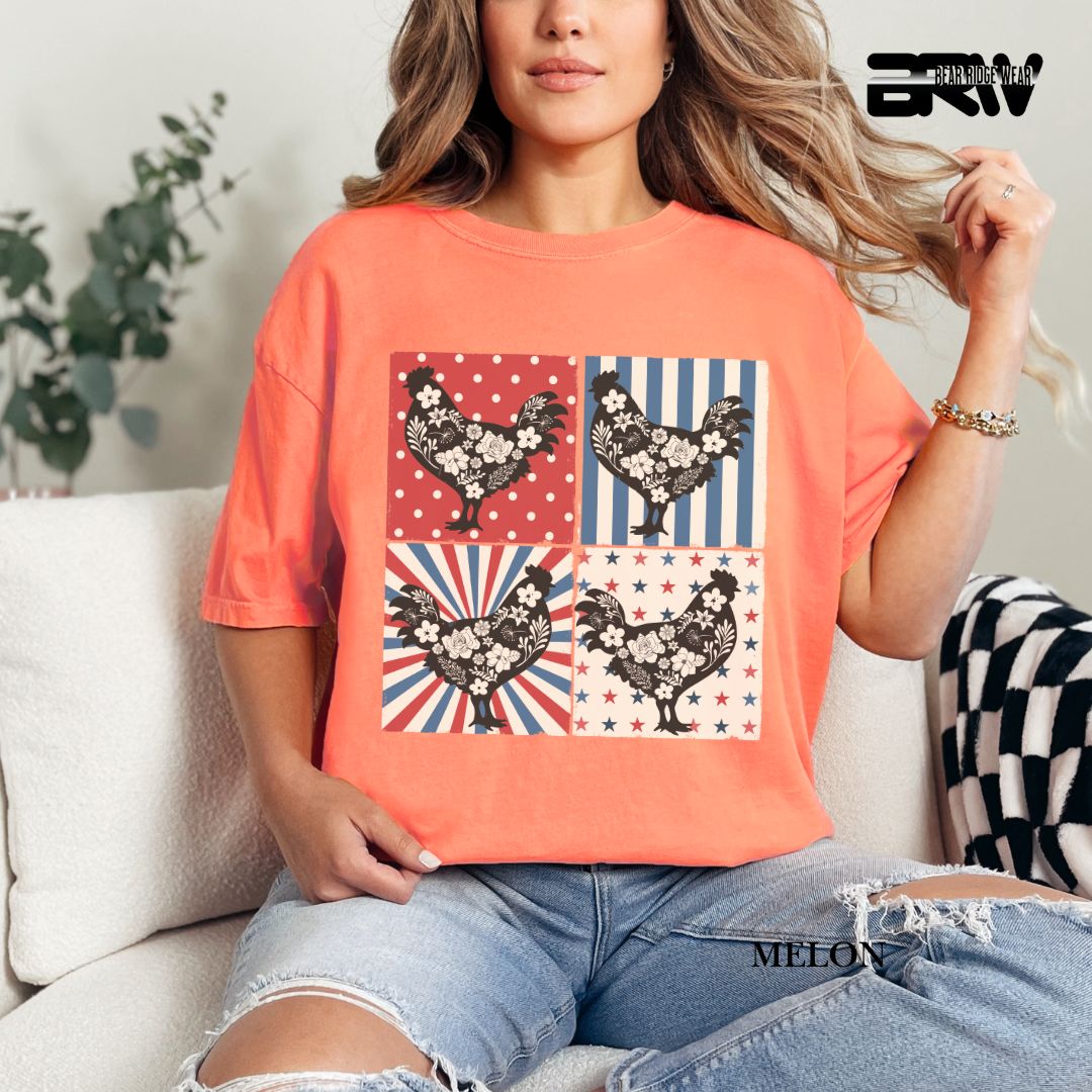 4th Of July Chickens - Patriotic Tee