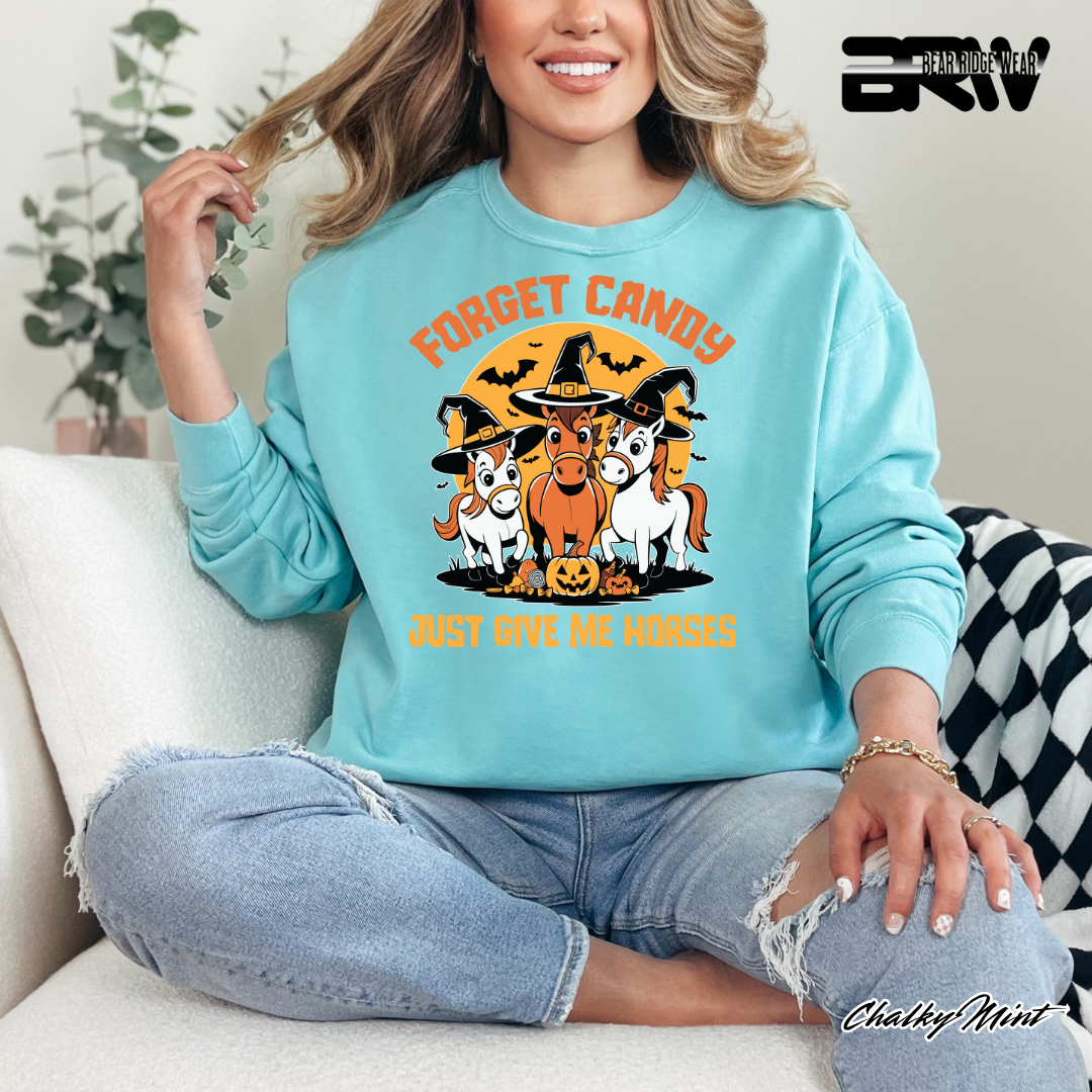 'Forget Candy-Horses.' Fall Crewneck Sweatshirt
