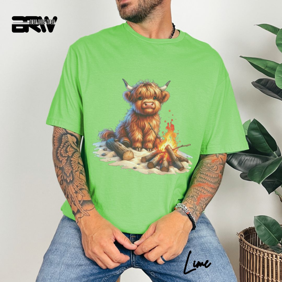 'Highland Cow-Bonfire' Summer T- Shirt