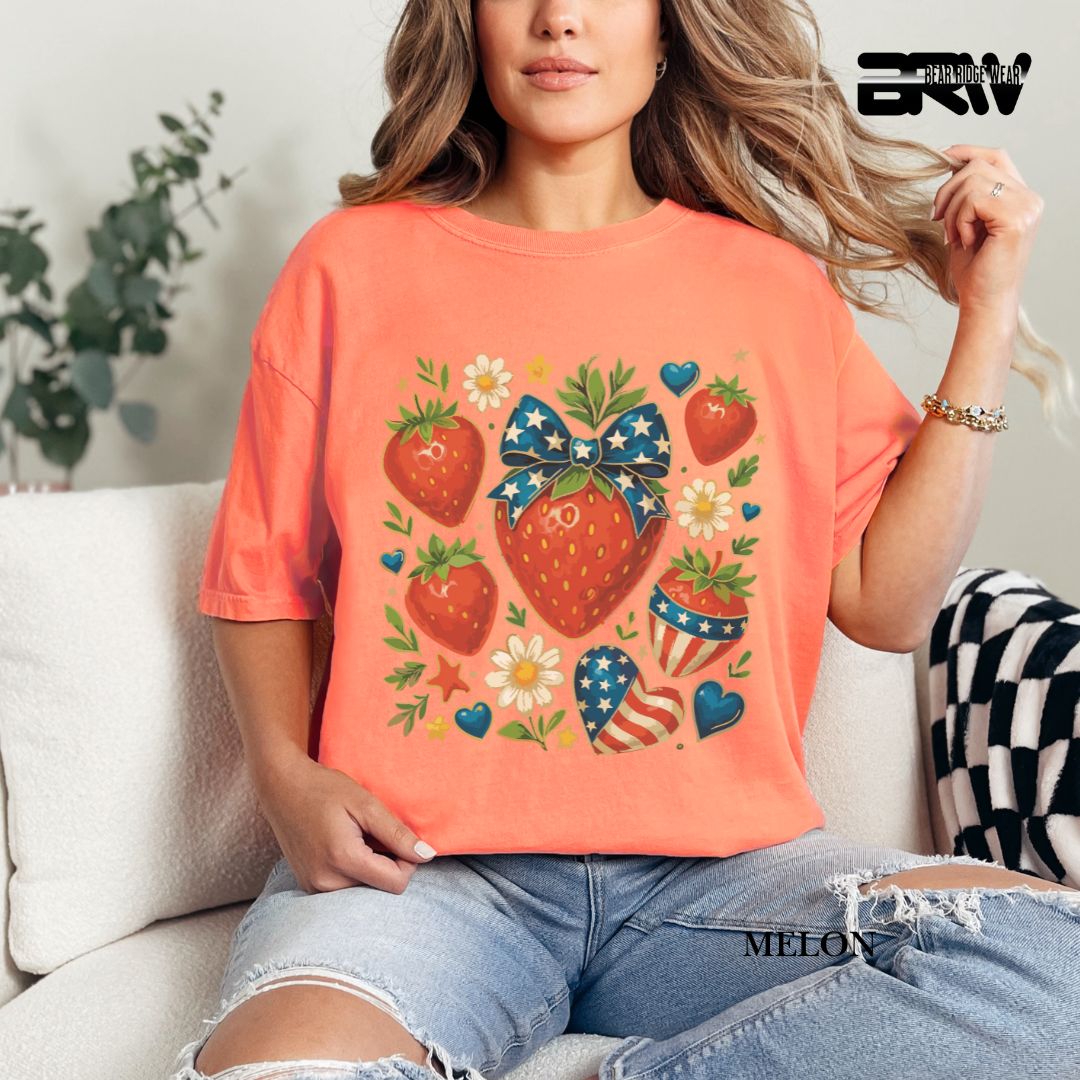 Strawberries- Patriotic Tee