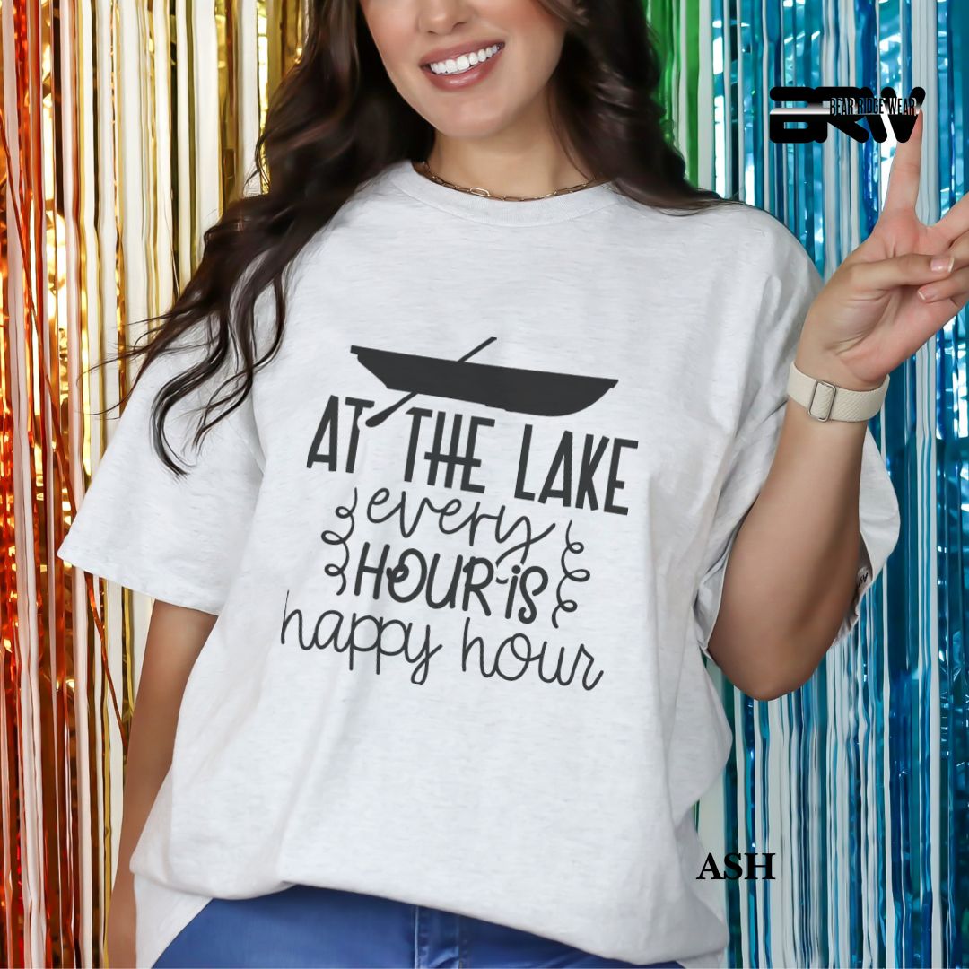 'At The Lake Every Hour Is Happy Hour' 3 Summer Tee