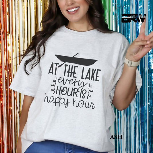 'At The Lake Every Hour Is Happy Hour' 3 Summer Tee