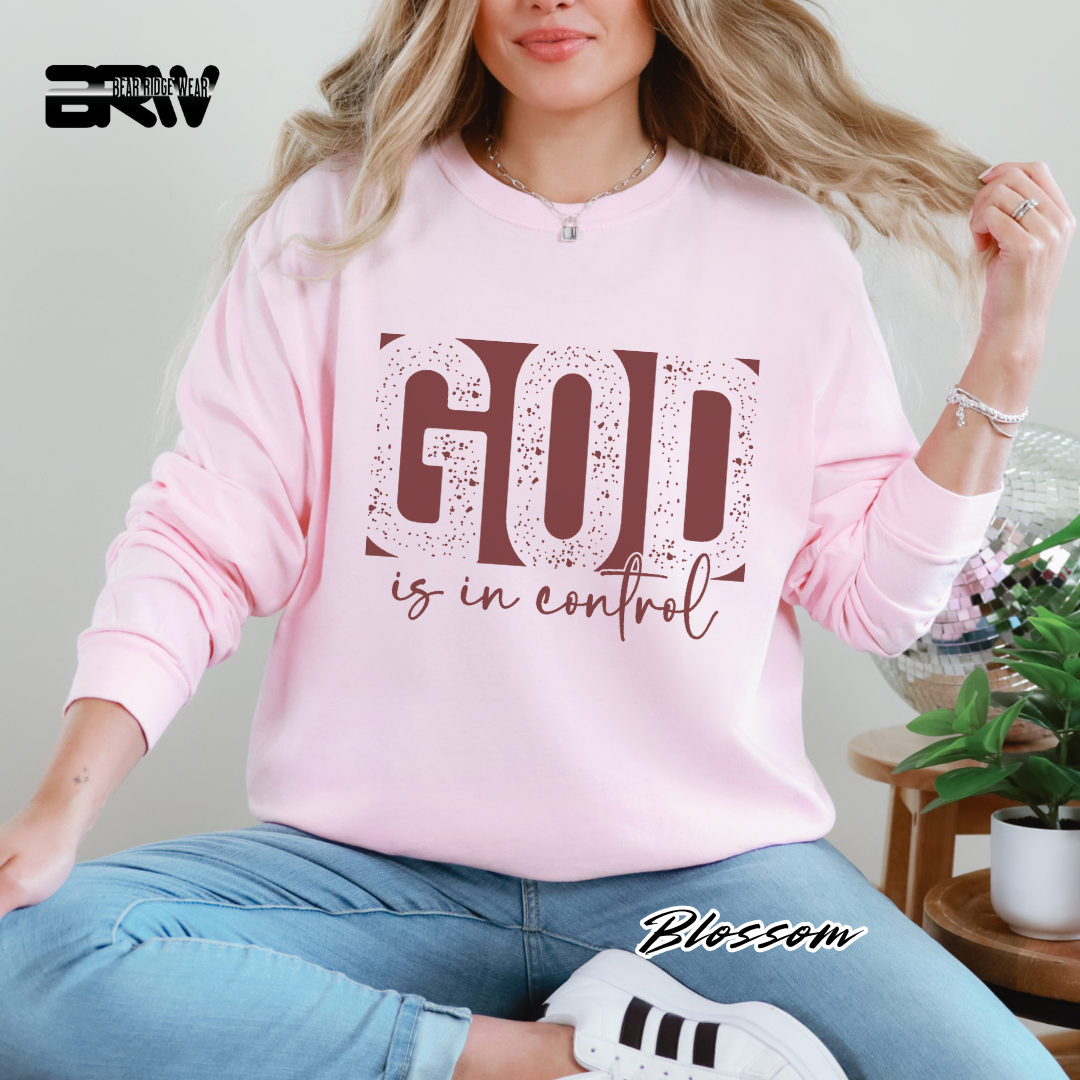 'God Is In Control' Red Faith Long-Sleeve Tee