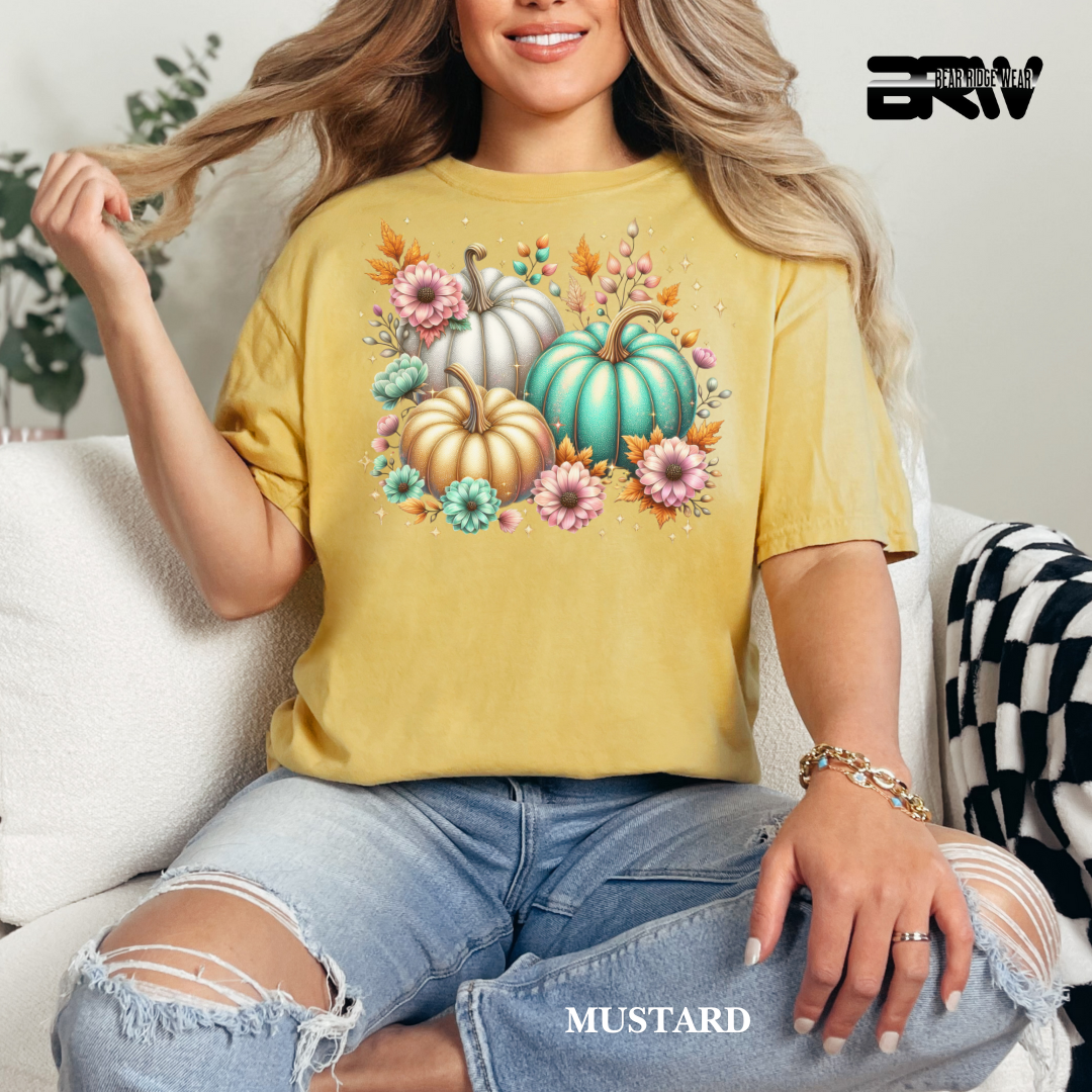 'Floral Shimmering Pumpkin' Fall Tee