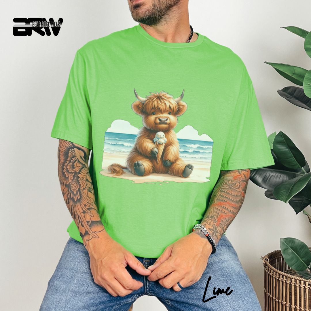 'Highland Cow-Ice Cream' Summer T- Shirt