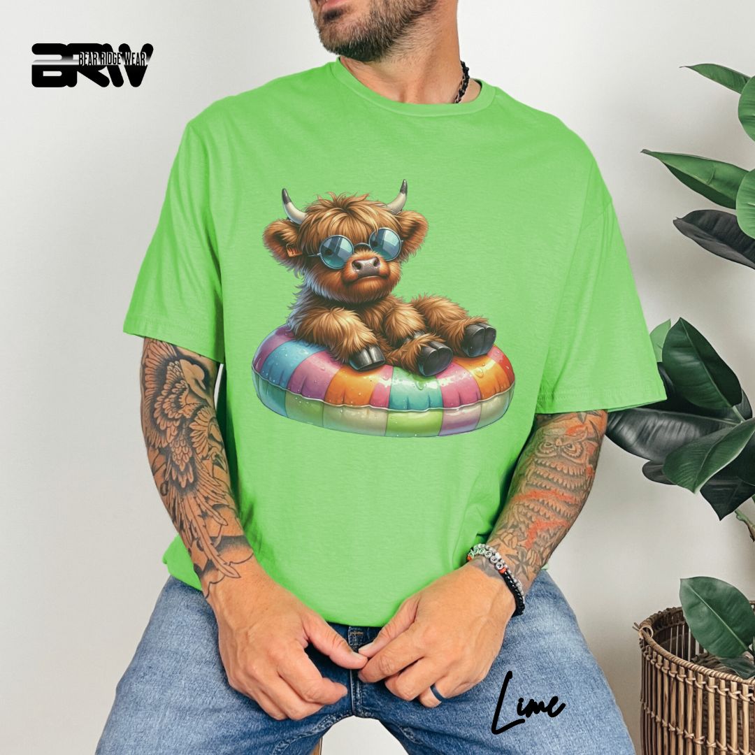 'Highland Cow-Float' Summer T- Shirt
