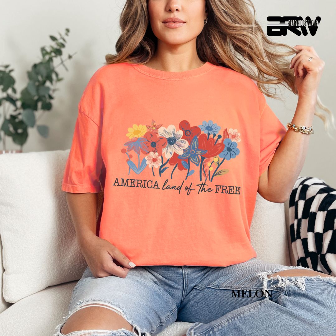 America Flowers- Patriotic Tee