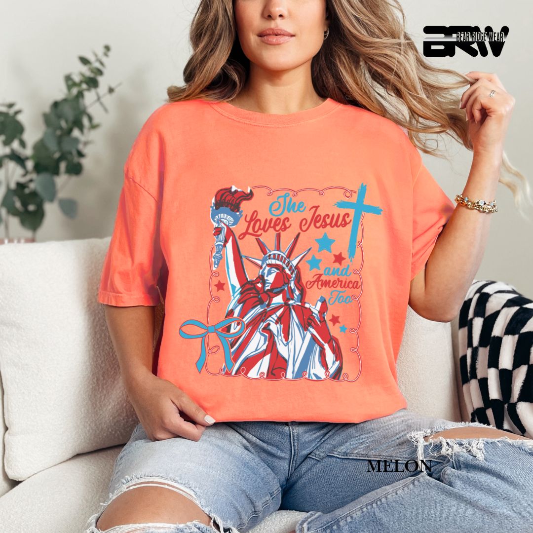 She Loves Jesus-America- Patriotic Tee