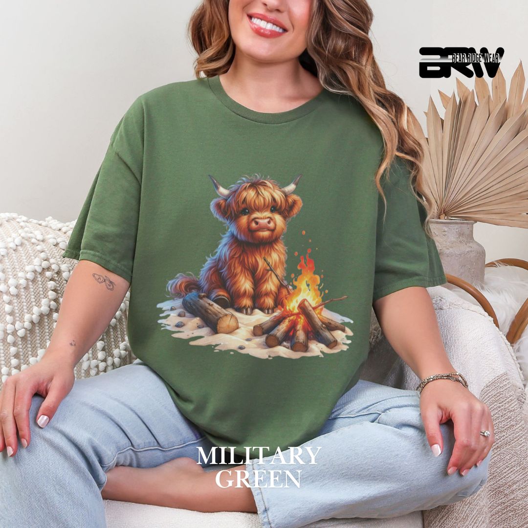 'Highland Cow-Bonfire' 2 Summer Tee