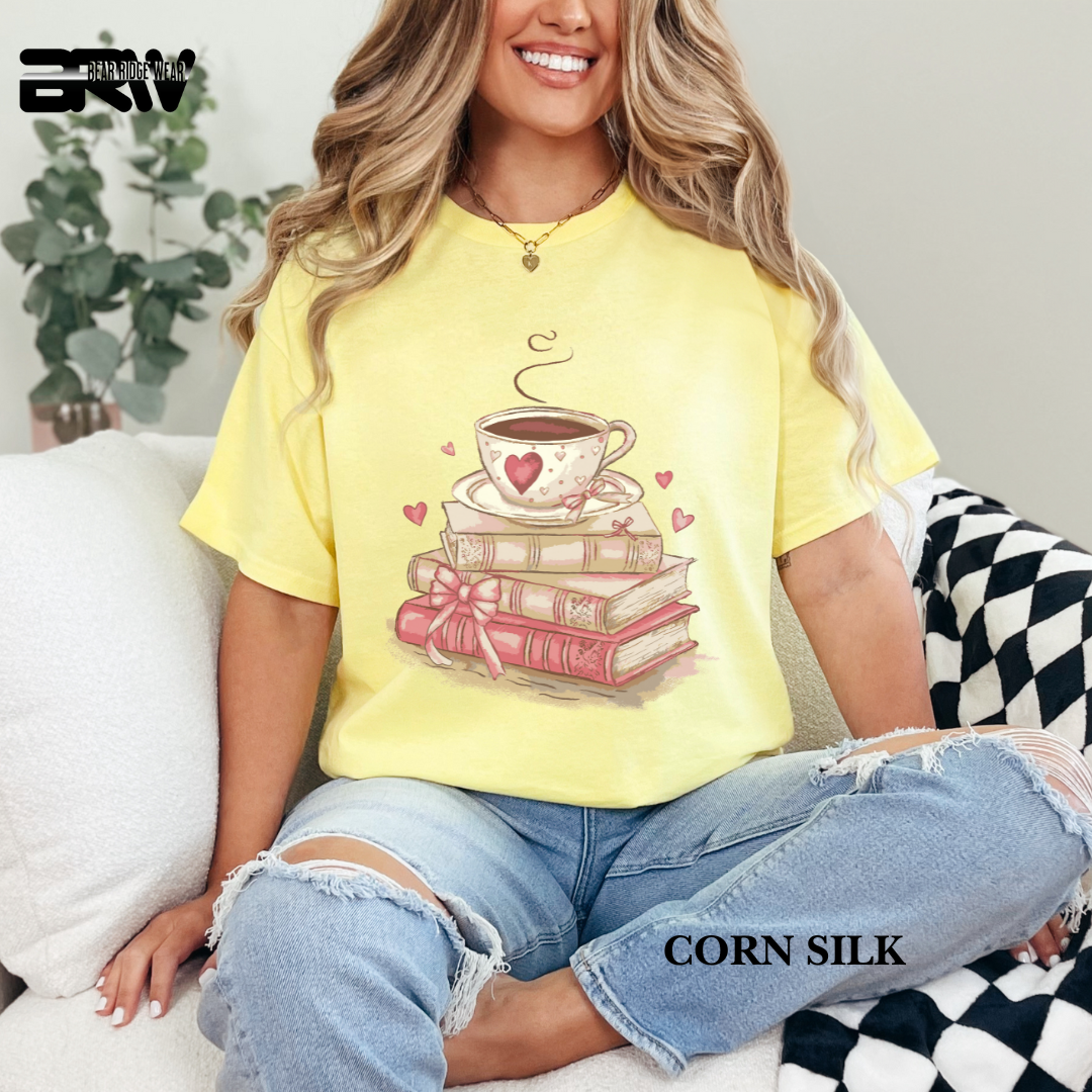 'Coffee On Top Of The Book' Valentines Tee