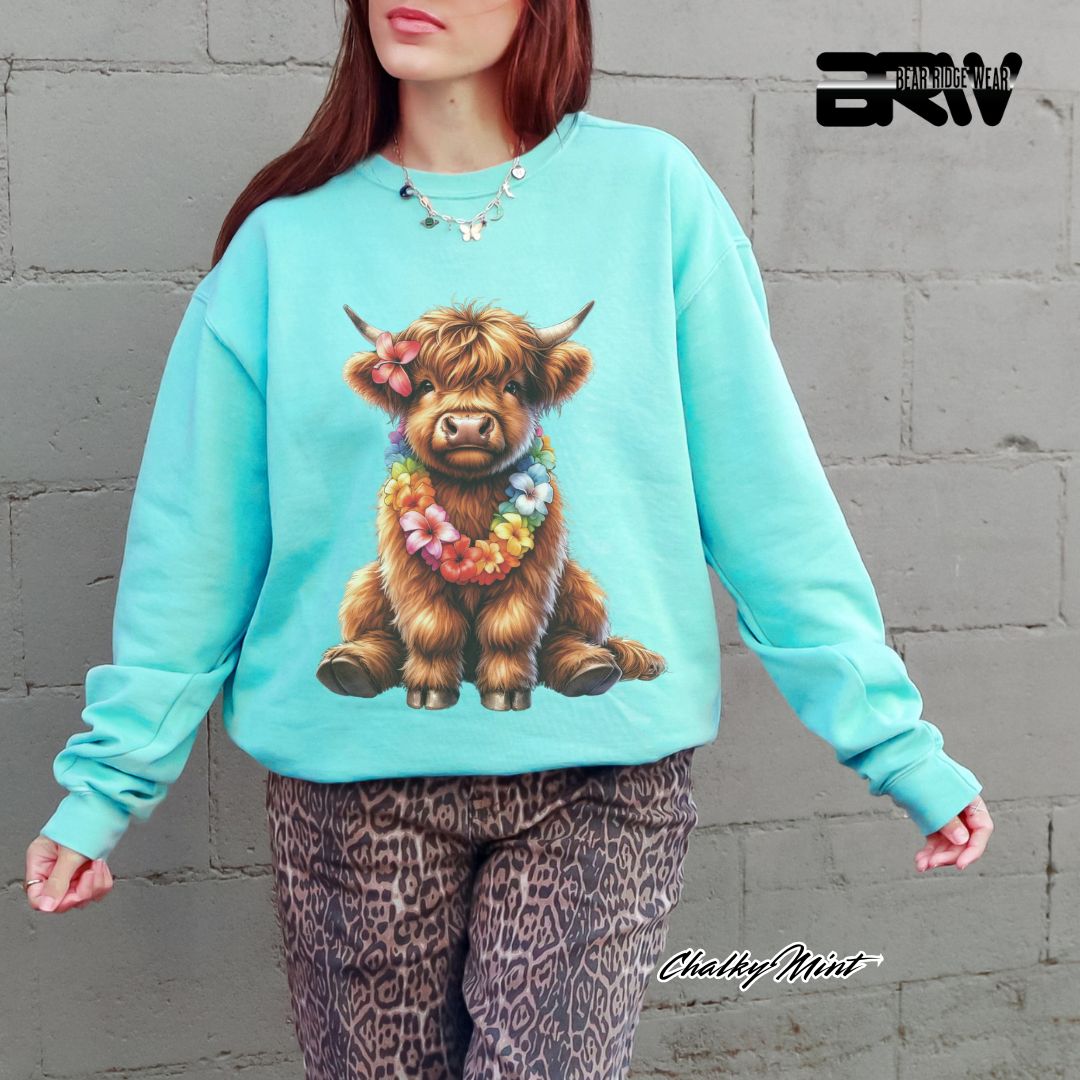 'Highland Cow-Lei' Summer Long Sleeve Tee