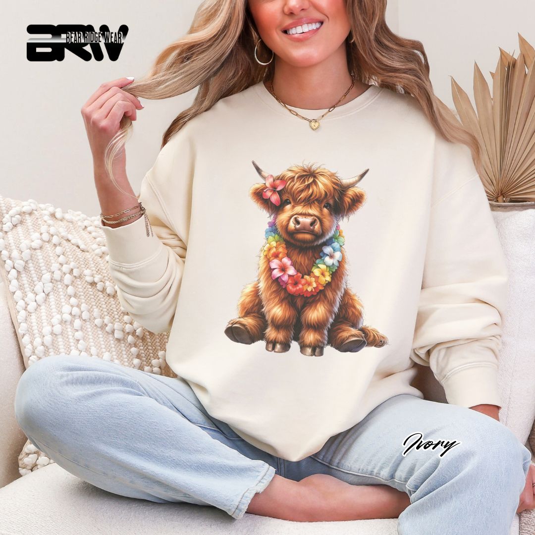 'Highland Cow-Lei' Summer Long Sleeve Tee