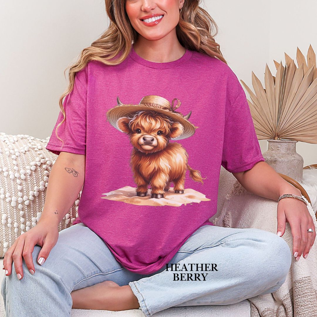 'Highland Cow-Sun Hat'  Summer Tee
